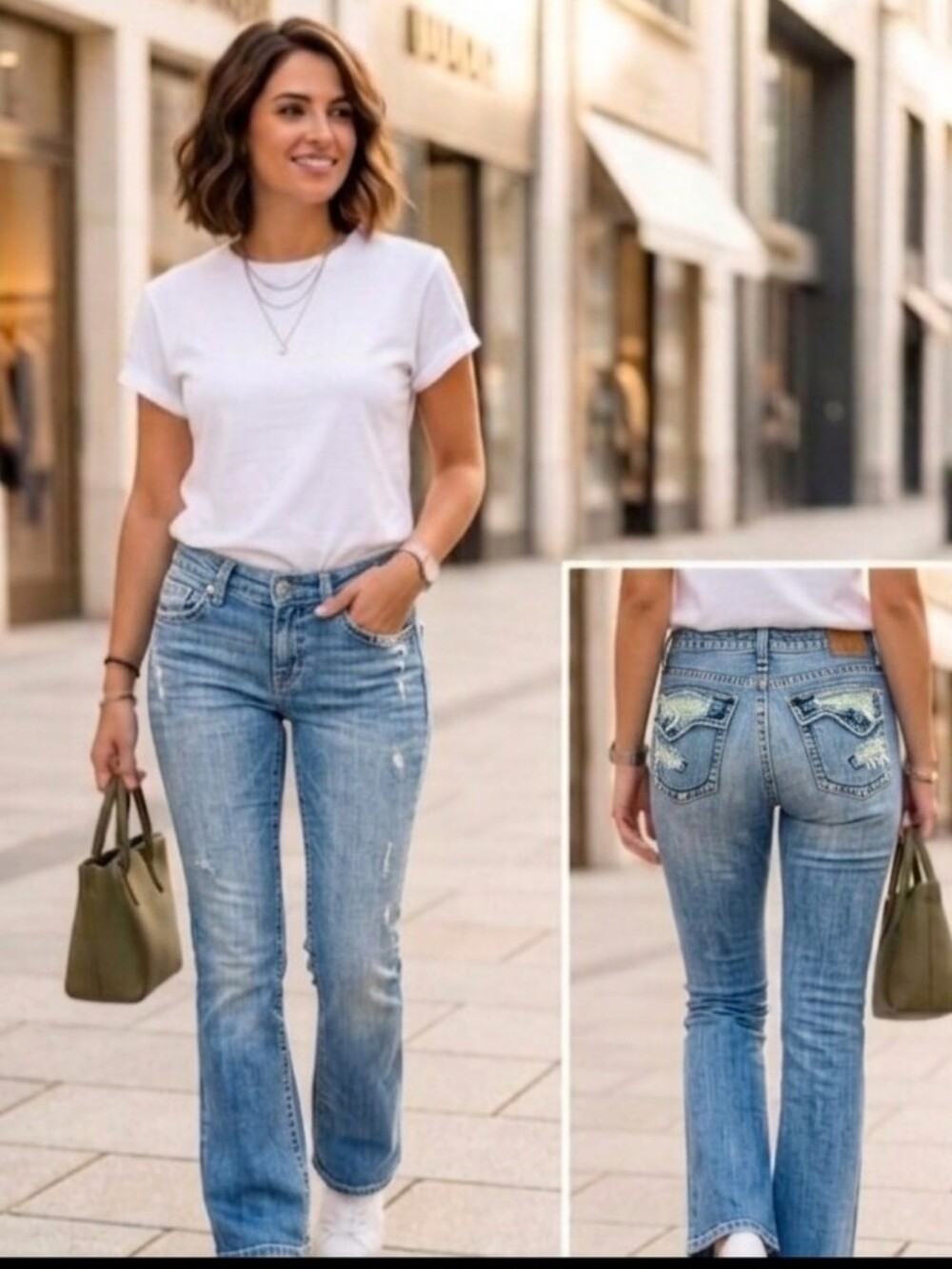 BONGO Boot Cut Blue Jeans With Rhinestones On Back Pockets